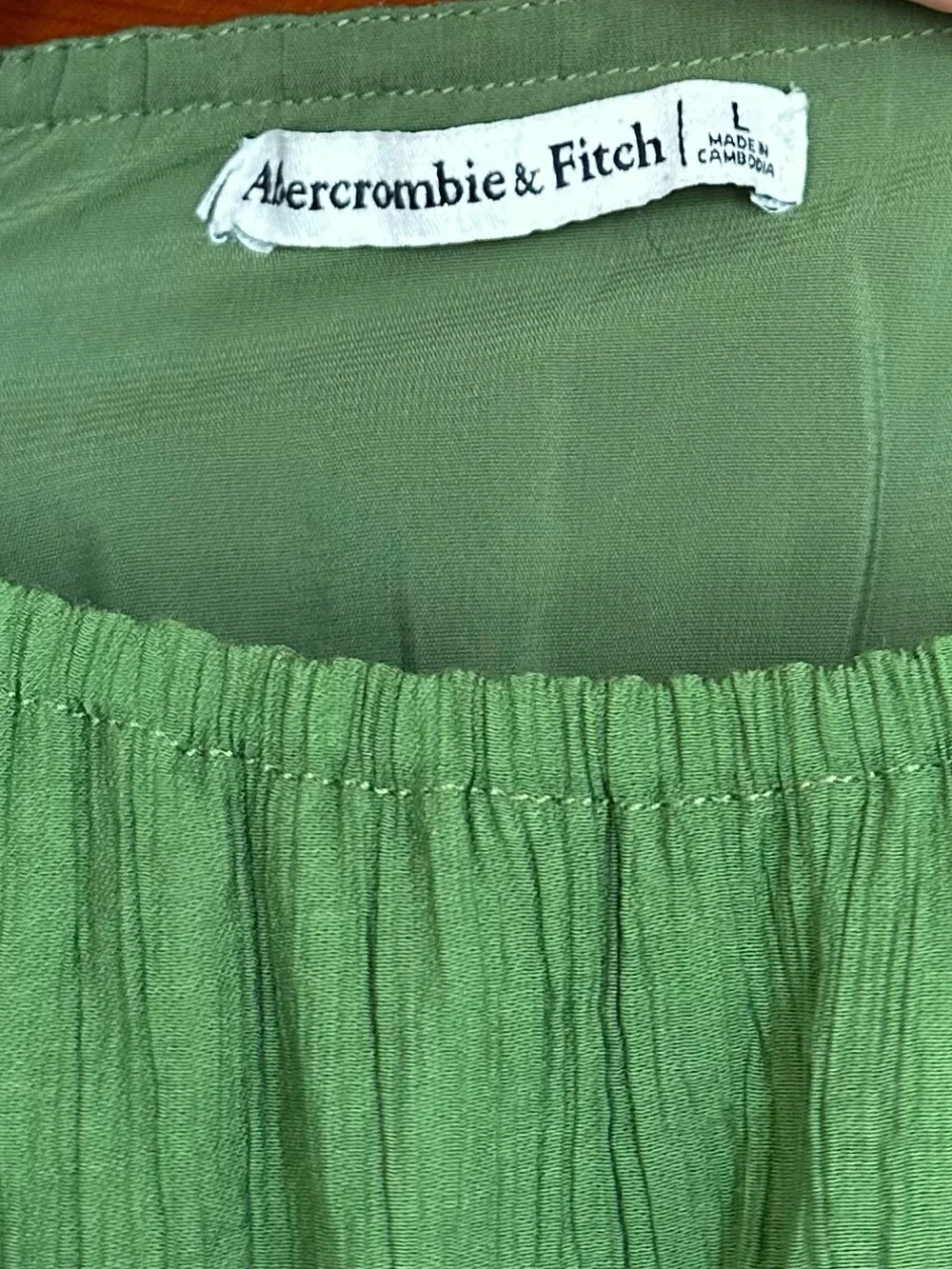 Abercrombie & Fitch Green Ruffle Strap Smocked Maxi Dress Size Large Vacation